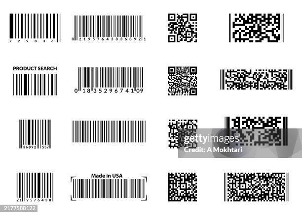 set of barcodes on white background. - scan barcode stock illustrations