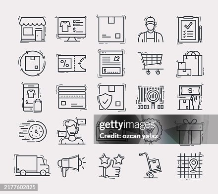 E-Commerce Line Icon Set . Service, Customer Service Representative, Merchandiser, Internet E-Commerce Line Icon Set . Service, Customer Service Representative, Merchandiser, Internet