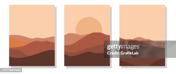 minimalist desert landscape illustration - peach colour stock illustrations