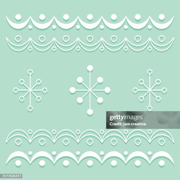 minty snowburst and bunting element set - 1960 stock illustrations