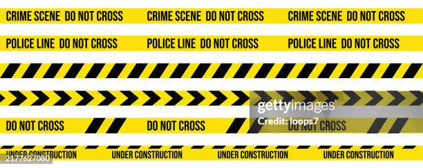stockillustraties, clipart, cartoons en iconen met warning and crime scene barricade tape collection - seamless for your print - afzetlint