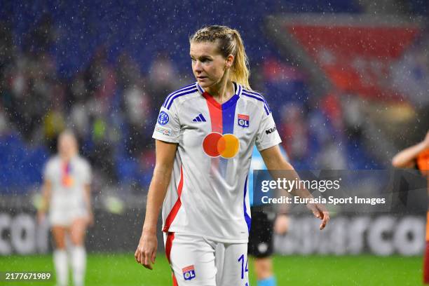Ada Hegerberg of Lyon walks in the field during the UEFA Women's Champions League match between Olympique Lyonnais and Galatasaray A.S. At OL Stadium...