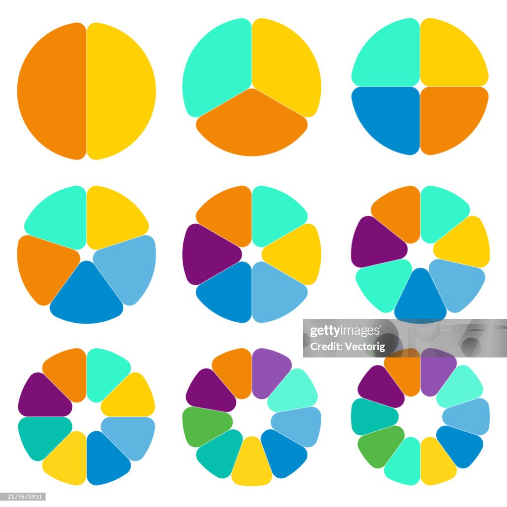 Circular Ranking Chart Multicolored Circular Charts For Infographics And Data Visualization ...