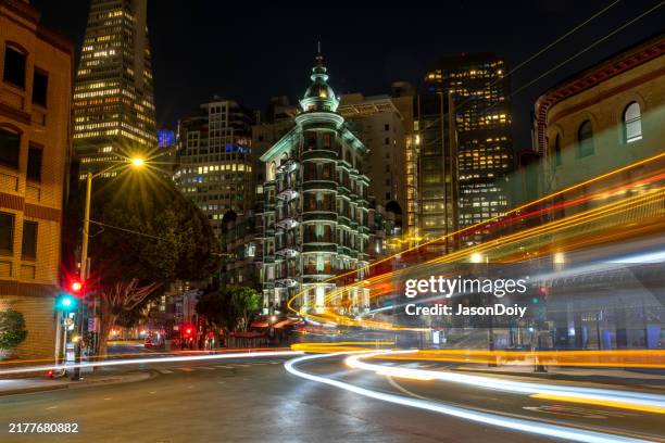 san francisco downtown north beach - little-italy-night stock pictures, royalty-free photos & images