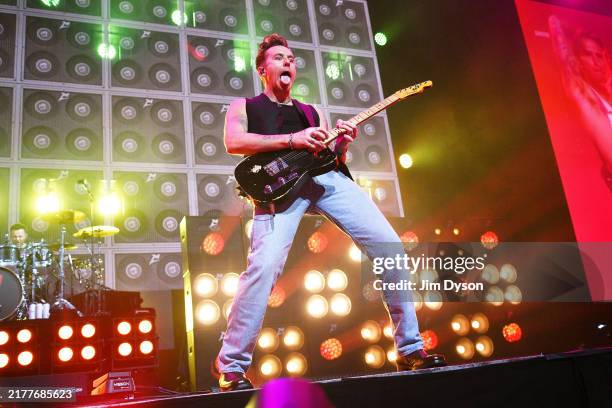 Danny Jones of McFly performs during their 21st Birthday show at The O2 Arena on October 09, 2024 in London, England.