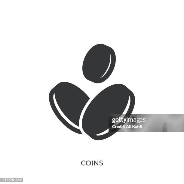 coins glyph solid icon. solid icon that can be applied anywhere, simple, pixel perfect and modern style - pay gap stock illustrations