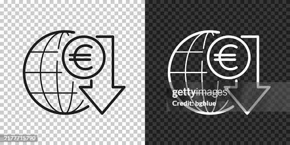 Euro rate decrease. Icon for design on blank background Euro rate decrease. Icon for design on blank background