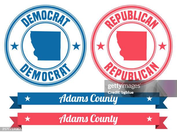 adams county, illinois. map on rubber stamp with banner - quincy illinois stock illustrations