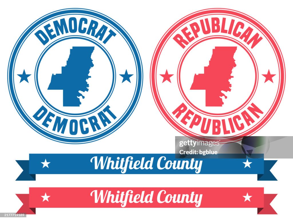 Whitfield County, Georgia. Map on rubber stamp with banner