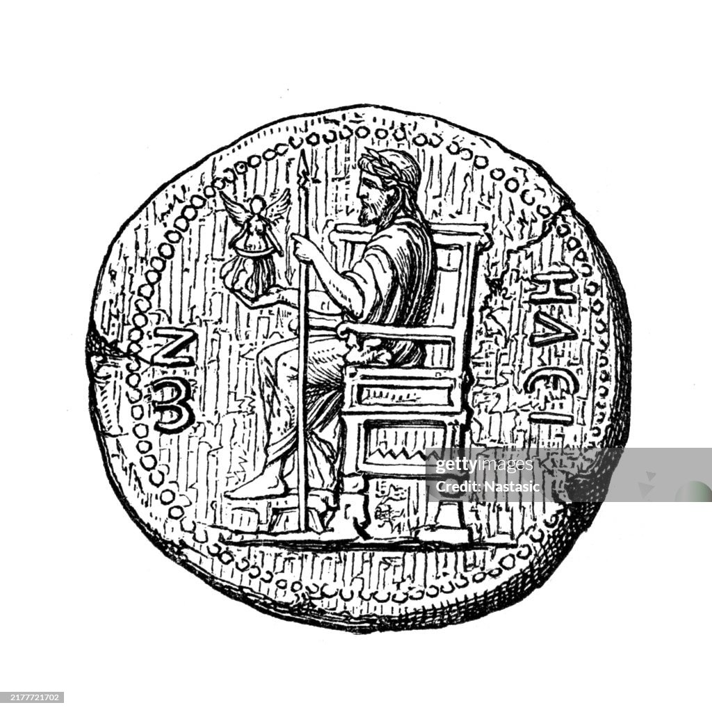 Moneda de Adriano de Elis con la imagen de Zeus olímpico