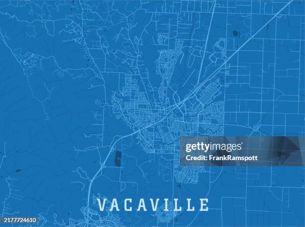 vacaville ca city vector road map blue horizontal - vacaville stock illustrations