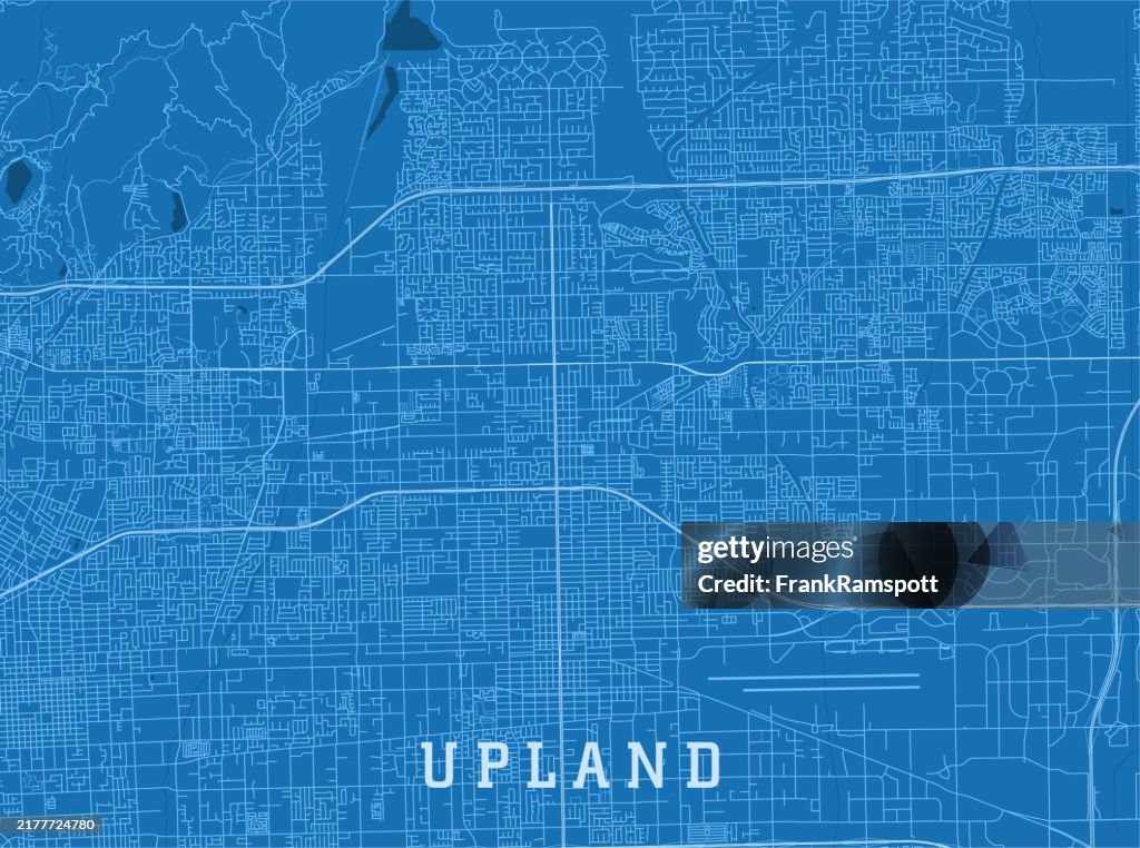 Upland CA City Vector Road Map Blue Horizontal