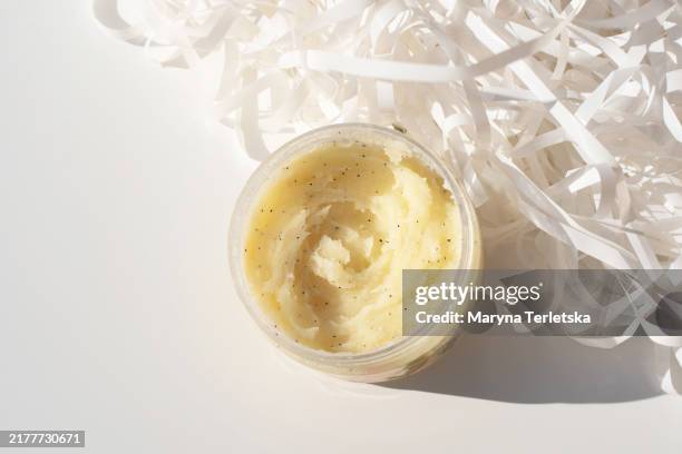 body care scrub. natural cosmetics. caring for women's health and beauty. - exfoliation stock pictures, royalty-free photos & images