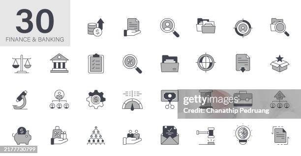 finance and banking icon set. solid icon collection. vector illustration. stock illustration icon symbol, savings, wealth, investment, business - cashflow stock illustrations