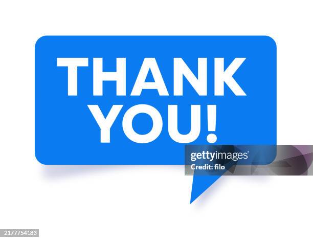 bildbanksillustrationer, clip art samt tecknat material och ikoner med thank you speech bubble design element - tack