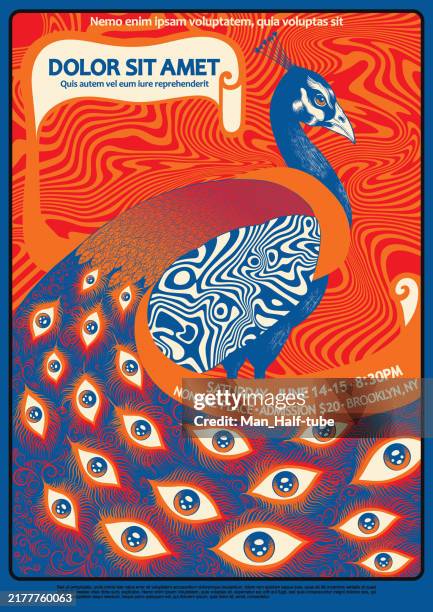 psychedelic poster - psychedelic music stock illustrations