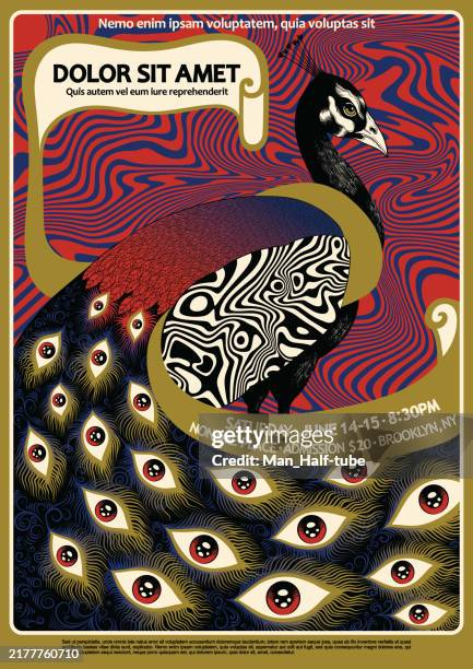 psychedelic poster - concert poster stock illustrations