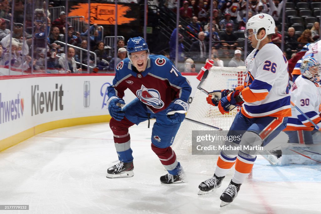 Calum Ritchie Islanders Calum Ritchie of the Colorado Avalanche celebrates after scoring his ...