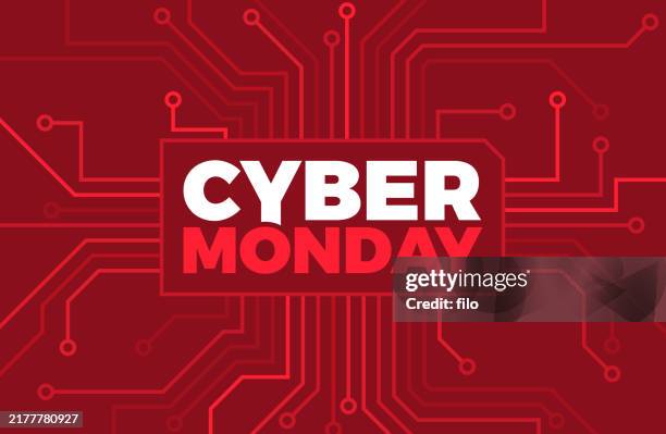cyber monday technology background message - computer cpu stock illustrations