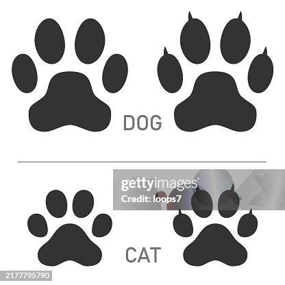 Dog and Cat Paw Print Icons Dog and Cat Paw Print Icons