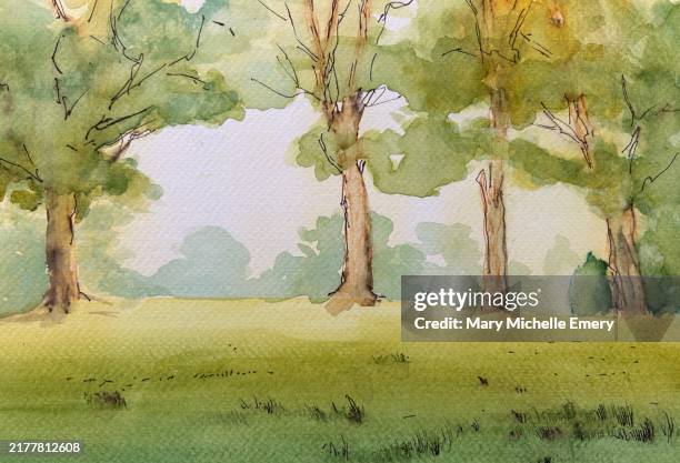 trees in a park - happy anniversary card stock illustrations