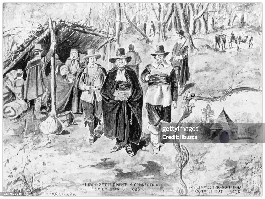 1636 History And Landmarks Of Usa Settlement Of Connecticut 1636 High-Res ...