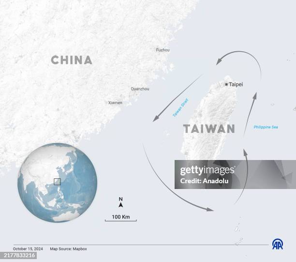 An infographic showing the map of China and Taiwan created in Istanbul, Turkiye on October 15, 2024.