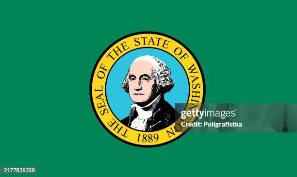 washington state flag, vector - washington state flag stock illustrations