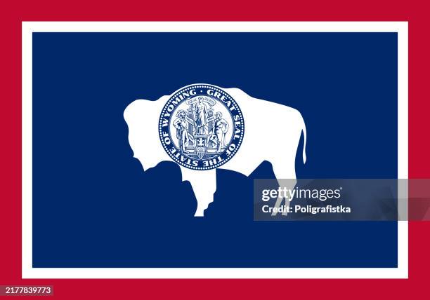 wyoming state flag, vector - wyoming state flag stock illustrations