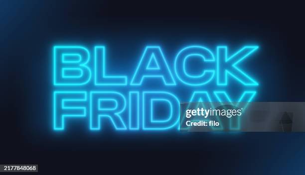 stockillustraties, clipart, cartoons en iconen met black friday sale neon light sign - etalage