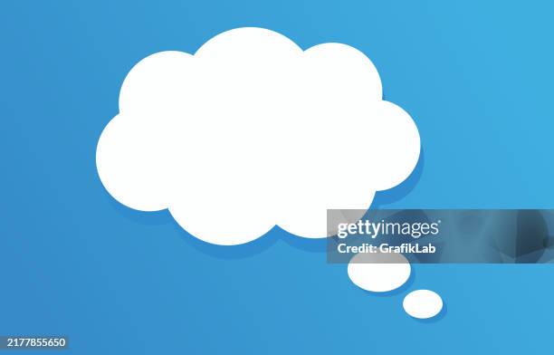 weiß obwohl blase auf blauem hintergrund - betrachten stock-grafiken, -clipart, -cartoons und -symbole