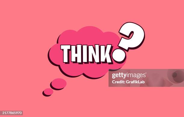 think speech bubble inspiring creative thinking - pink balloons stock illustrations