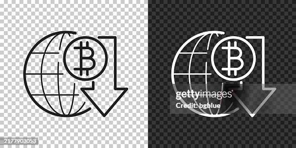 Bitcoin rate decrease. Icon for design on blank background Bitcoin rate decrease. Icon for design on blank background
