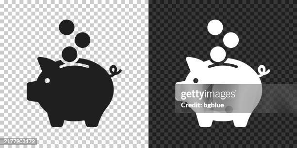 bildbanksillustrationer, clip art samt tecknat material och ikoner med piggy bank and coins. icon for design on blank background - spargris