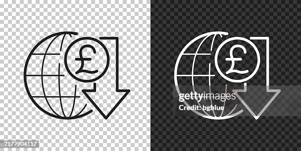 Pound rate decrease. Icon for design on blank background Pound rate decrease. Icon for design on blank background