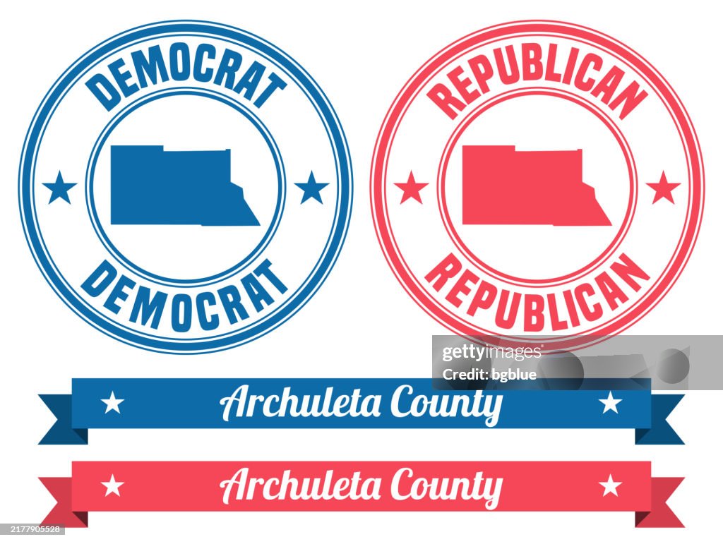 Archuleta County, Colorado. Map on rubber stamp with banner