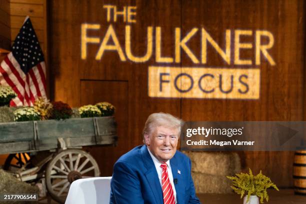 Republican presidential nominee, former President Donald Trump attends a townhall event hosted by Fox News on October 15, 2024 in Cumming, Georgia....