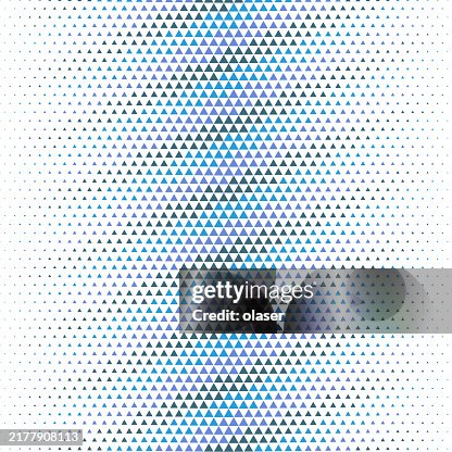 Evenly spaced, gradient size, equilateral triangles. With color gradient and random colors from a palette of four. Horizontal size gradient. Pointing up and down. Evenly spaced, gradient size, equilateral triangles. With color gradient and random colors from a palette of four. Horizontal size gradient. Pointing up and down.