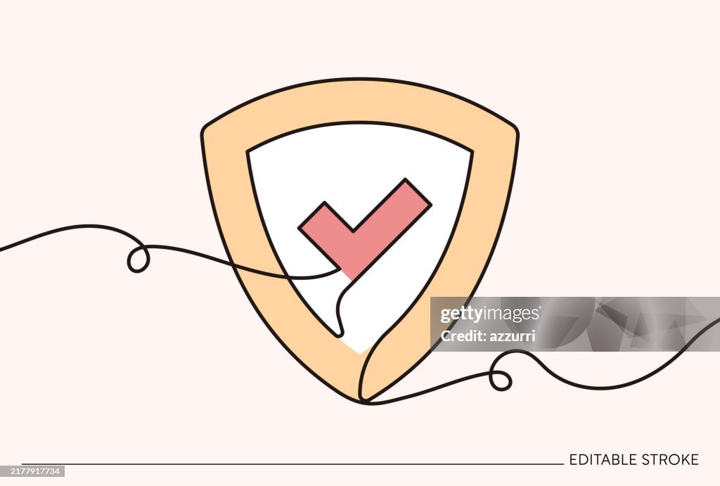 Using Protection Drawing Protection Continuous Line Art Illustration High-Res Vector Graphic ...