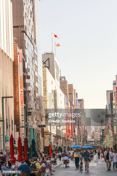 ginza tokyo scene in summer - ginza stock pictures, royalty-free photos & images