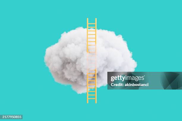 ladder to cloud, ladder of success concept - simplicity stock pictures, royalty-free photos & images