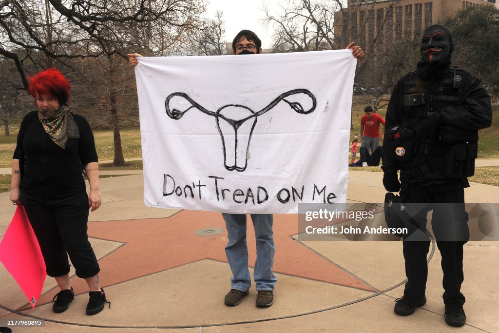 Counter-Protesters At A 'Texas Rally For Life' Rally