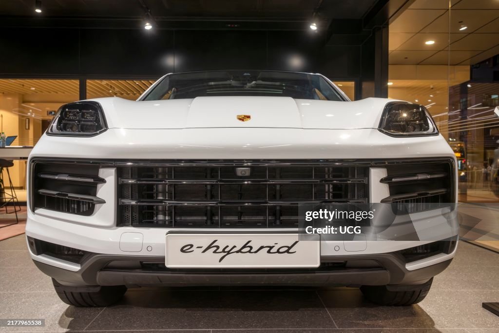 New Electric cars made by Porsche, The E-Hybrid, Hong Kong, China.