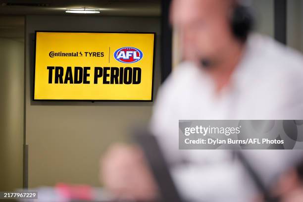 General scenes during the final day of the 2024 Continental Tyres AFL Trade Period at Marvel Stadium on October 16, 2024 in Melbourne, Australia.