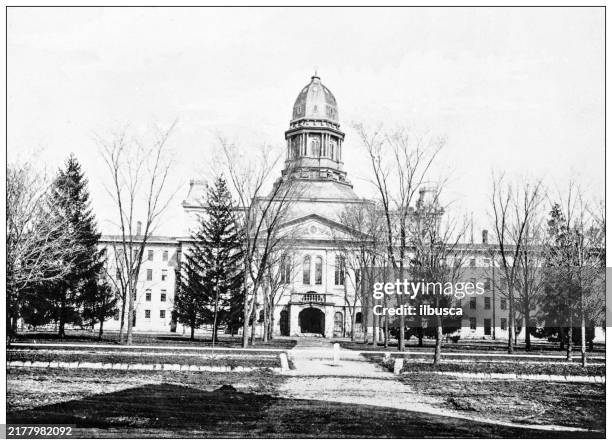 history and landmarks of usa: university of michigan, ann arbor - university of michigan campus stock illustrations