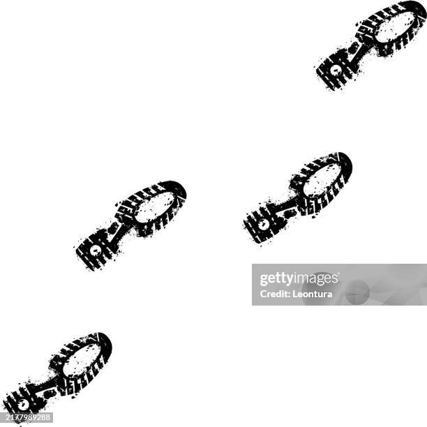 ilustraciones, imágenes clip art, dibujos animados e iconos de stock de huellas - pisada