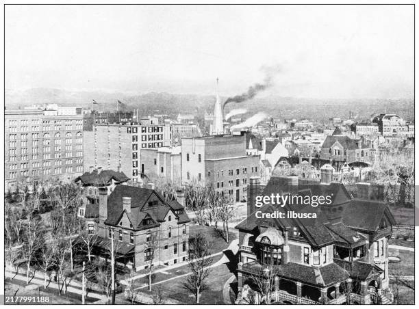 history and landmarks of usa: denver, colorado - denver skyline stock illustrations