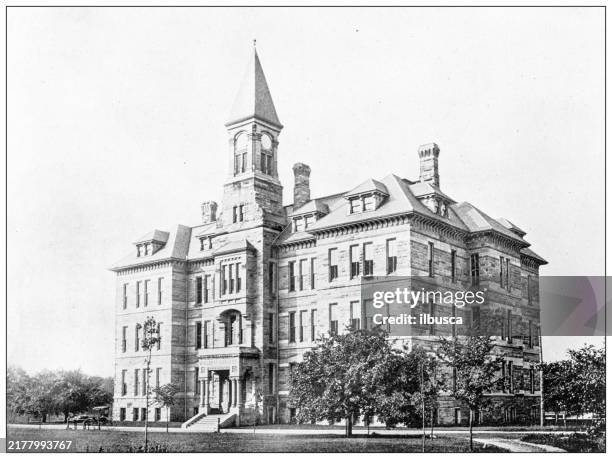history and landmarks of usa: adelbert college, cleveland, ohio - the ohio state university campus stock illustrations