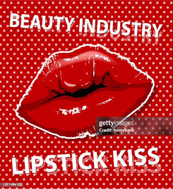 make-up shop - red lips stock illustrations
