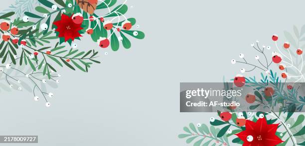 winter, background with berry branches. christmas illustration. - music notes watercolor background stock illustrations